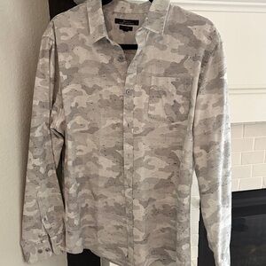 Marc Anthony Light Gray Camo Slim Fit Shirt